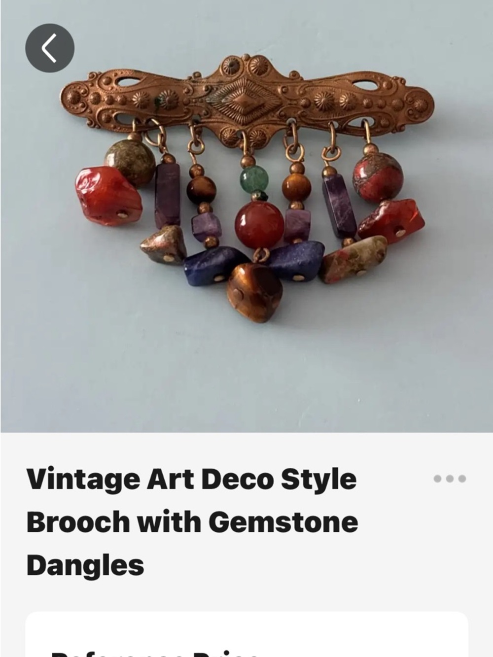 Art Deco Style Gemstone Dangle Brooch - Multicolor